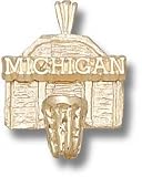 Michigan Wolverines Solid 10K Gold ''MICHIGAN'' Backboard Pendant