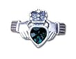 Solid Sterling Silver Green Crystal Claddagh Ring