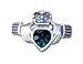 Solid Sterling Silver Green Crystal Claddagh Ring