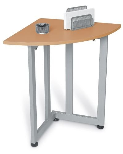 OFM 55107-MAPLE & SILVER Quarter Round Table/Telephone Stand-Maple and Silver