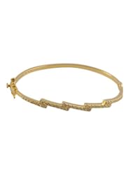 CleverEve Designer Series Pave-Set CZ Diamond Vermeil Gold Plated Zigzag Bridal Bangle Bracelet