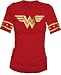 Search : Wonder Woman Gold Foil Striped Sleeves Red Juniors T-shirt Tee