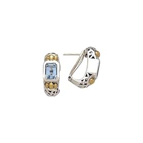 14K Yellow Gold and Sterling Silver 5 5/8 ct. Blue Topaz Earrings