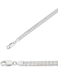 8.5" 14K White Gold 4.4mm (1/6") Polished Diamond Cut Miami Cuban Link Chain w/ Lobster Clasp