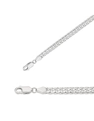 24" 14K White Gold 4.4mm (1/6") Polished Diamond Cut Miami Cuban Link Chain w/ Lobster Clasp