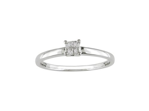 10k White Gold Princess-Cut Diamond Engagement Ring (0.1 cttw G-H Color, I2 I3 Clarity), Size 8 10k White Gold Princess-Cut Diamond Engagement Ring (0.1 cttw G-H Color, I2 I3 Clarity), Size 8