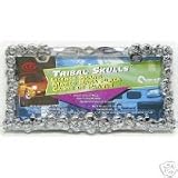 Tribal Skulls Chrome Car Truck License Plate Frame