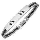 Forzieri DiFulco Line Stainless Steel Bracelet with Sterling Silver Plate