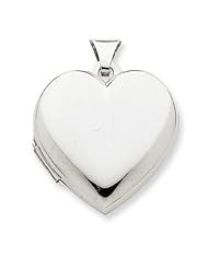 14k White Gold 21mm Heart Plain Domed Family Locket. Metal Wt- 2.41g