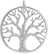 Round Open Design Textured TREE OF LIFE Pendant in Plated Sterling Silver for Men or Women, #7464