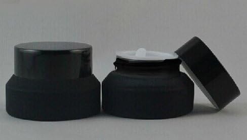 Sahg Black Matte Glass Amber Jars Shading with Black Alminium Lids, 0.5 oz, 16 pcs