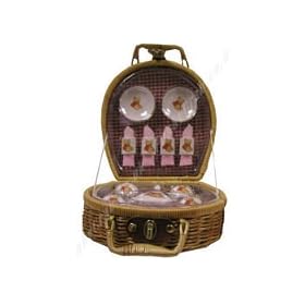 21pc TEA SET IN WICKER BASKET (STYLE AS SUPPLIED)