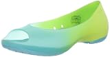 crocs Women's Carlie Peep Toe Ombre Flat,Citrus/Aqua,7 M US