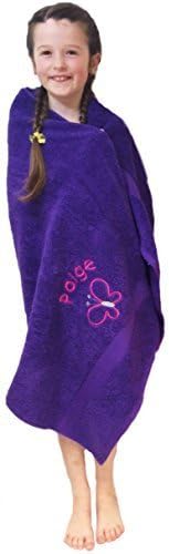 Spoilt Rotten Kids Purple Towel With Bold Butterfly Design Embroidered With Any Name Swim, Holiday or Bath Towel by Spoilt Rottten Kids
