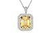 5 1/5 Carat Citrine and Diamond 14K White Gold Pendant w/Chain