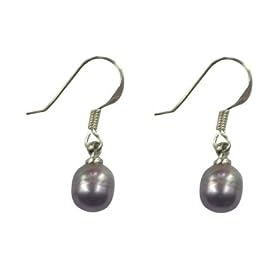 Boucles d'oreilles perle noire sur crochets en Argent massif 925