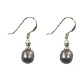 Boucles d'oreilles perle noire sur crochets en Argent massif 925