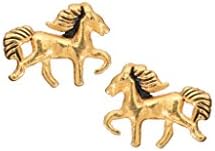 Tiny and Cute Horse or Pony Post Stud Earrings in 14k Gold Plated Sterling Silver