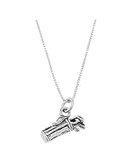 Sterling Silver One Sided Golf Bag with Clubs Necklace