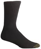 Gold Toe Men's 6 Pack Cotton Crew Big and Tall Athletic Socks, Black, 13-15 (Shoe Size 12-16)