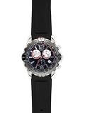 Yonger & Bresson - Montre Chrono - Bo&icirc;te acier chrom&eacute;, lunette noire, bracelet caoutchouc noir et cadran noir
