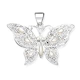 Pendant - Sterling Silver Mother of Pearl Fancy Butterfly Pendant