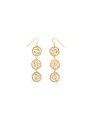 14K Yellow Gold  Webbed Circle Fashion Earrings