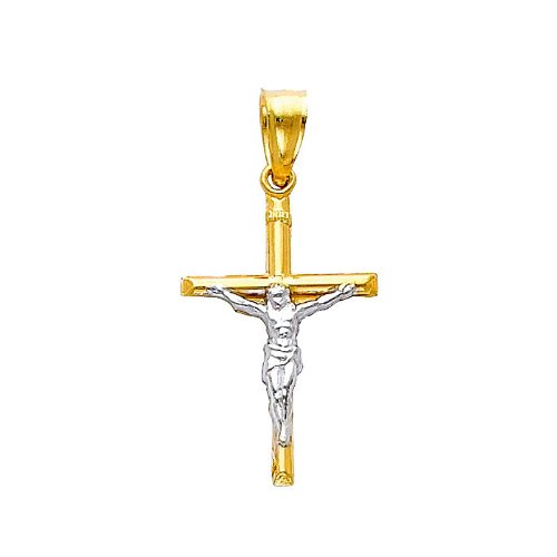 14k Yellow And White 2 Two Tone Gold Jesus