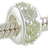 European Bead PERIDOT GREEN Sterling Silver CZ SPACER for Pandora Biagi Bracelets GIFT BOXED
