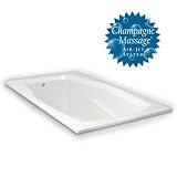 American Bath Factory B5-5722-WX-SP Jordan III Champagne Drop-In Bathtub, White, Standard Blower
