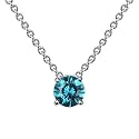 14K White Gold Round Blue Diamond Solitaire Pendant w/18 Inch Chain (1/5 ctw)