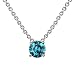 14K White Gold Round Blue Diamond Solitaire Pendant w/18 Inch Chain (1/5 ctw)