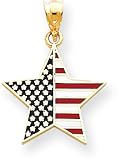 Star Enamel USA Flag Charm, 14K Yellow Gold