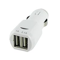 EMPIRE White Apple iPad and iPhone Dual Car Charger Adapter 2100 MAH