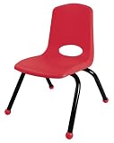 Early Childhood Resources Bucket Seat Chair with Ball Glides and Black Legs - 12 Inches - Red