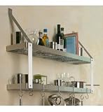 Double Bookshelf Pot Rack- Stainless Steel