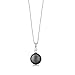 Sterling Silver 12mm Black Mother of Pearl Pendant W/CZ and 18