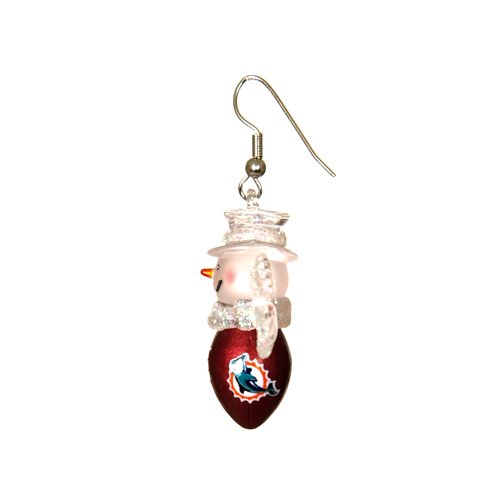 Pack of 10 Pairs of NFL Miami Dolphins Snowman Football Earrings
