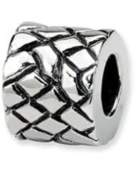 Bali Basket Weave Charm in Silver for 3mm Charm Bracelets