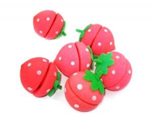 RHX 12 pcs Strawberry Hair Care Foam Soft Round Sponge Balls Curlers Bun Tool ceb