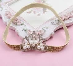 Inspiring Life Crystal Pearl Baby Tiara Headband, Girl, Toddler, Wedding, Photography (Gold band)