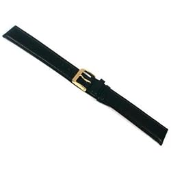 Watch Band Leather Smooth Black Extra Long Part 20mm
