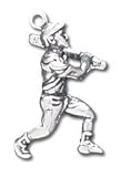 Solid Sterling Silver Baseball Player Figure Charm Approximately 7/8 Tall