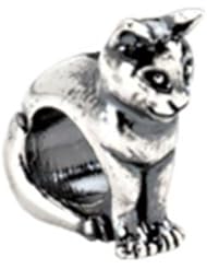 Sterling Silver Kera Sitting Cat Bead Charm 24745
