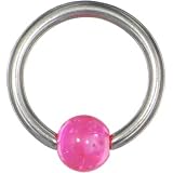 14 gauge PINK glitter BCR Captive Ring