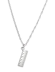 Sterling Silver One Sided Ruler Charm with Thin Singapore Necklace
