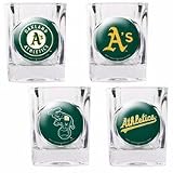 MLB Oakland Athletics Four Piece Square Shot Glass Set (Individual Logos)