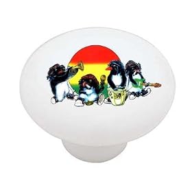 Jamaican Rasta Penguins Decorative High Gloss Ceramic Drawer Knob