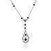 Sterling Silver Marcasite, Black Cubic Zirconia and Black Glass Y Drop Necklace, 16