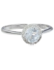Sterling Silver Aquamarine and Diamond Ring (0.1 cttw, G-H Color, I2-I3 Clarity)